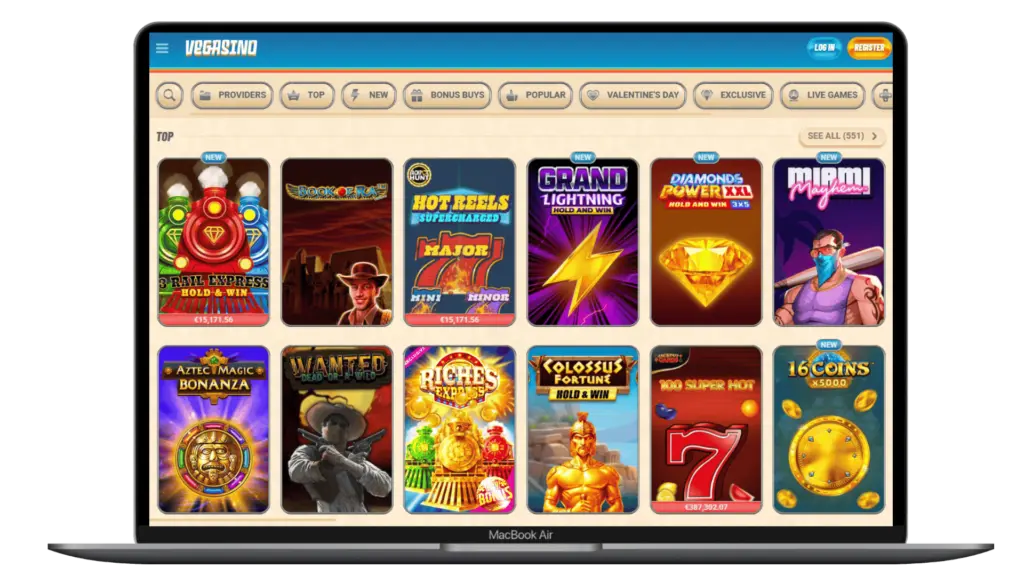 Vegasino Casino games